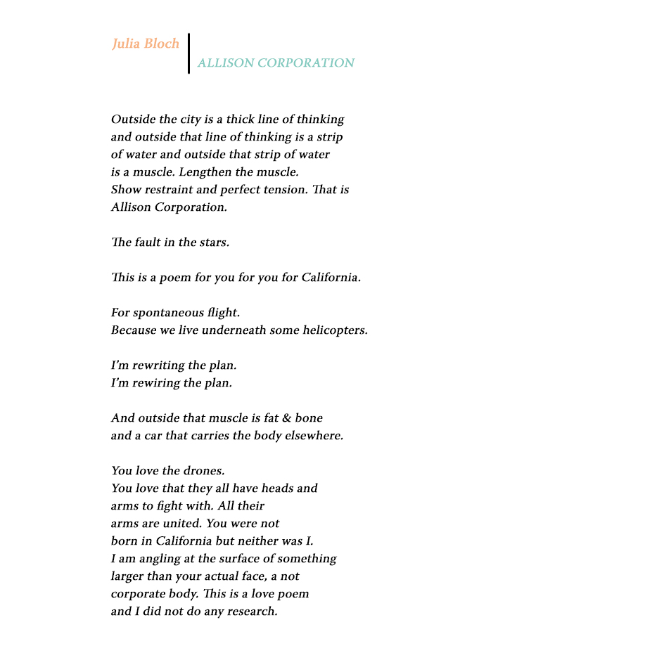 Sixth Finch - Winter 2013 - Julia Bloch - ALLISON CORPORATION, image size:944x939